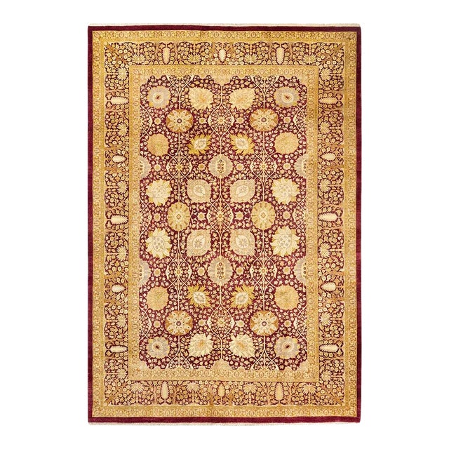 Mogul Collection Hand-Knotted Area Rug - Red 6' 1" x 8' 10" For Sale