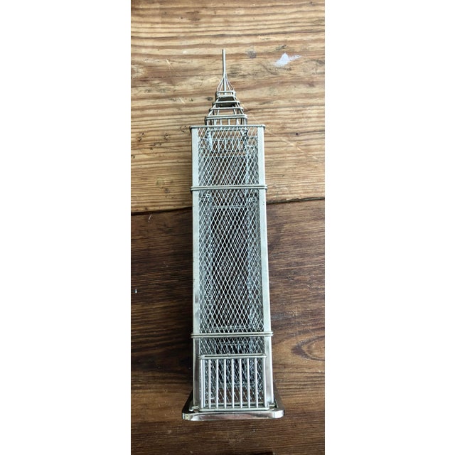 Silver Empire State Building Metal Skyscraper Wire Sculpture For Sale - Image 8 of 9