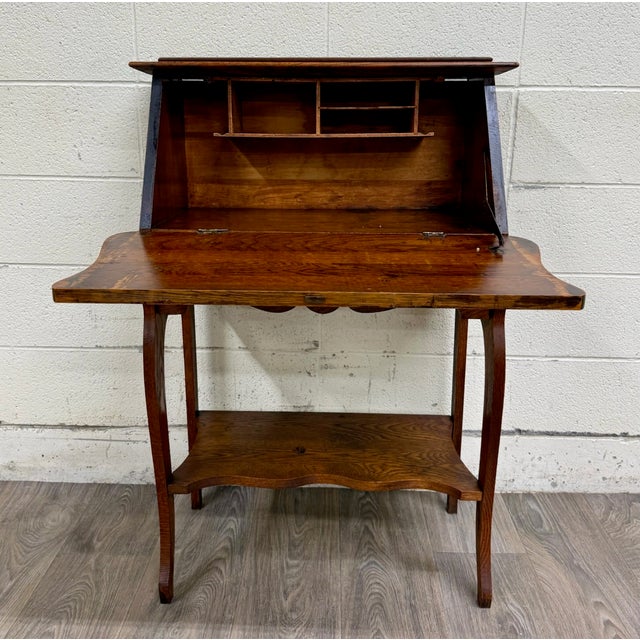 French Antique French Louis XVI Style Secretary Desk Drop Front Desk For Sale - Image 3 of 11