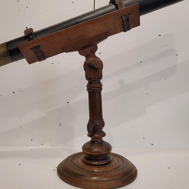 Tabletop Refracting Telescope in Wood and Leather, France, 1930s For Sale - Image 13 of 18