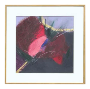 1990s "Cranberry Bog" Purple, Red, Black, and Gold Abstract Mixed Media Drawing