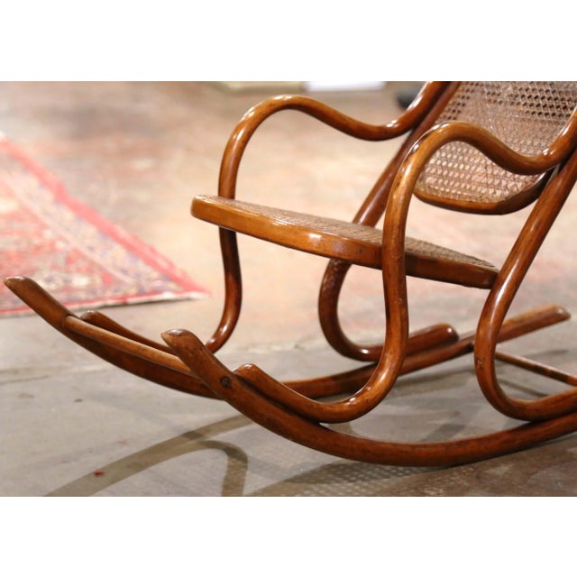 Art Deco Early 20th Century French Thonet Style Bentwood Child Rocking Chair For Sale - Image 3 of 11