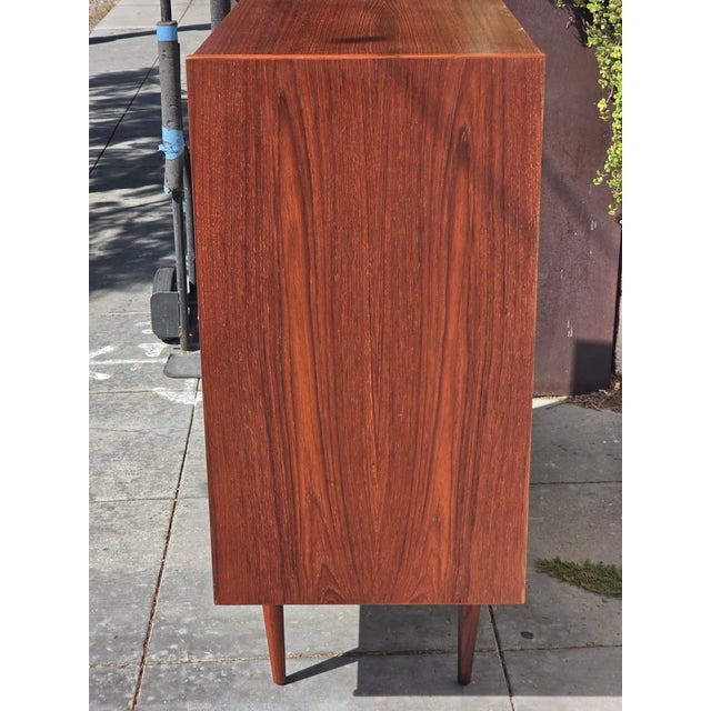 Kai Kristiansen Mid- Century Danish Teak Kai Kristiansen Tall Dresser 5 Drawer For Sale - Image 4 of 15