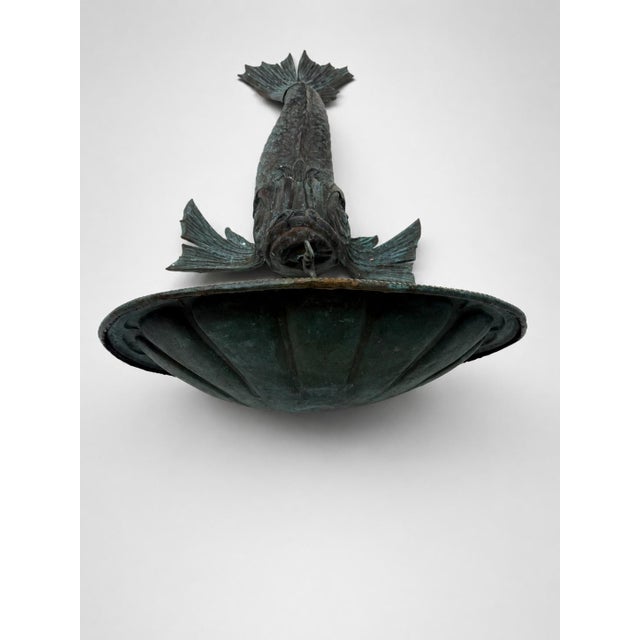 Italian Verdigris Copper Dolphin Lavabo With Shell Basin C. 1900 For Sale - Image 10 of 11