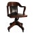 Early 1900's H. Ehrlich & Sons Wood & Black Vinyl Rolling Swivel Office Lawyer's Chair For Sale