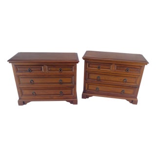 Pair of Solid Mahogany Raised Panel Heavy Built 4 Drawer Bachelor Chests Dresser For Sale