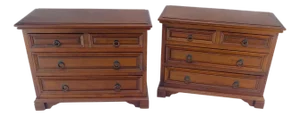 Pair of Solid Mahogany Raised Panel Heavy Built 4 Drawer Bachelor Chests Dresser