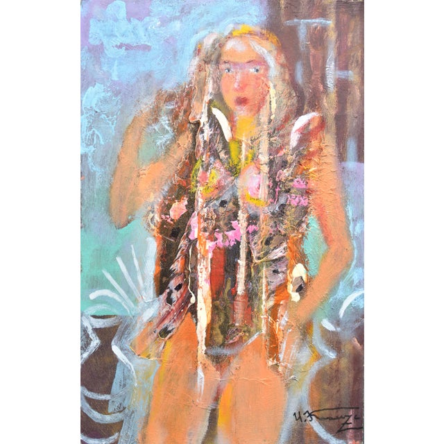 Uldis Krauze, Nightgown, 2020, Oil Painting on Board, in Very Good conditions. Designed from 2000 This piece has an...
