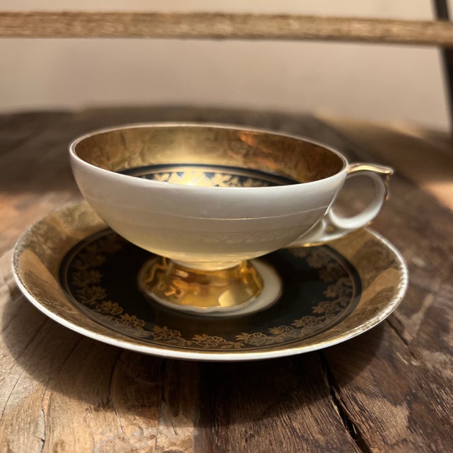 1950s Vintage Bavarian Demitasse Espresso Cup & Saucer, Turkish Coffee Cup For Sale - Image 5 of 12