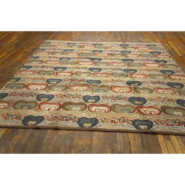 American Hooked rug, size: 10'0" x 14'0". Wool. Handwoven.