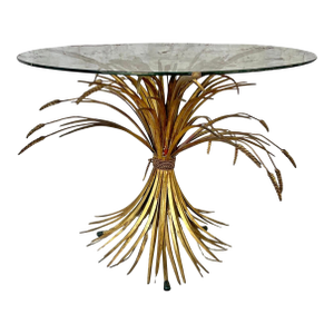 Mid-Century Gilt Wheat Coco Chanel Side Table