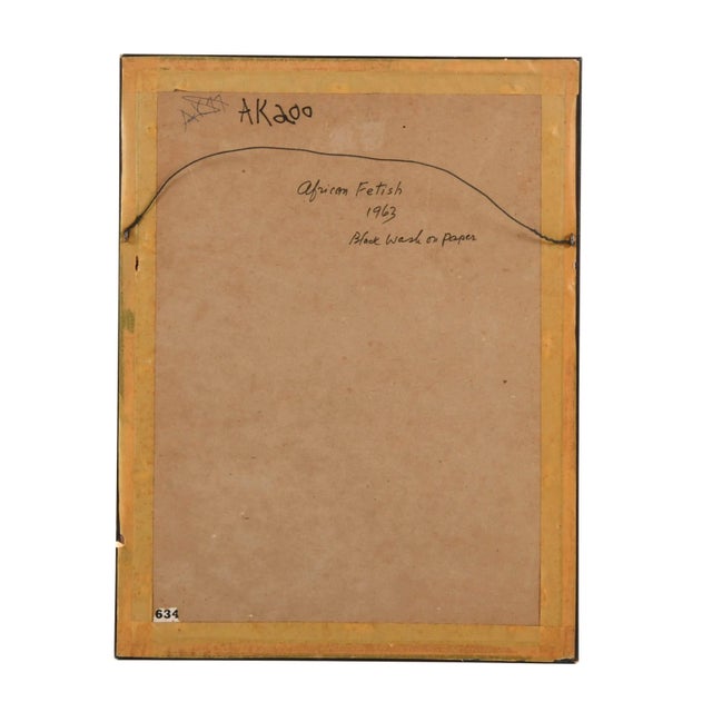 Framed Signed J. Akston African Fetish Enamel on Paper Painting For Sale In Greensboro - Image 6 of 10