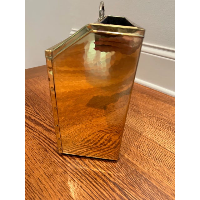 Brass Vintage Hammered Brass Magazine Rack -Elegant English Design, Great Condition” For Sale - Image 8 of 11