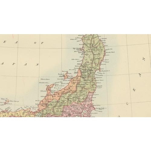 Antique Map of Japan with Tokyo Inset, 1885 For Sale - Image 9 of 12