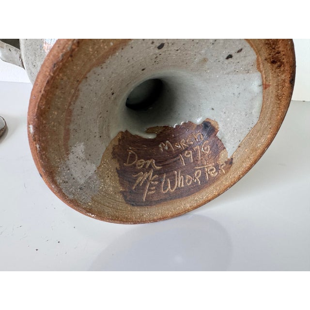 1970s 1976 Don McWhorter Sculptural Organic Studio Pottery Vessel With Tree Lid For Sale - Image 5 of 11