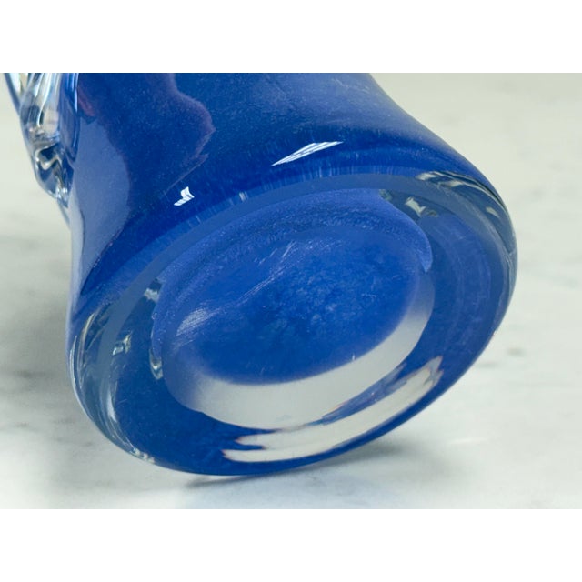 Handblown Cobalt Blue Art Glass Vase, Vintage For Sale - Image 12 of 12