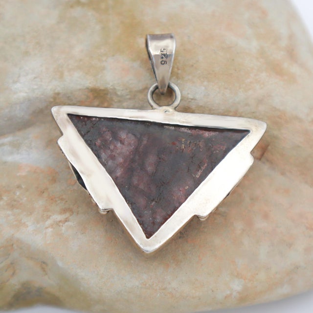 1990s 1990s Vintage Burgundy Jasper & Sterling Triangle Pendant For Sale - Image 5 of 6