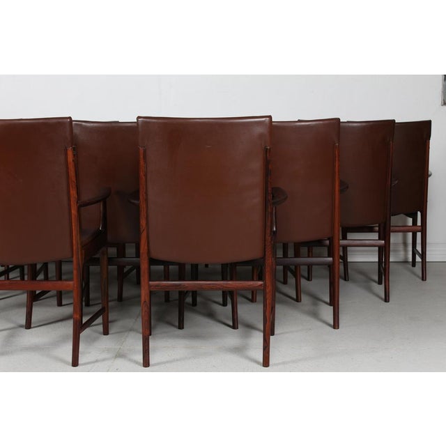 Wood Conference Chairs in Rosewood & Leather by Kai Lyngfeldt Larsen for Søren Wiladsen, Denmark, 1960s, Set of 14 For Sale - Image 7 of 18