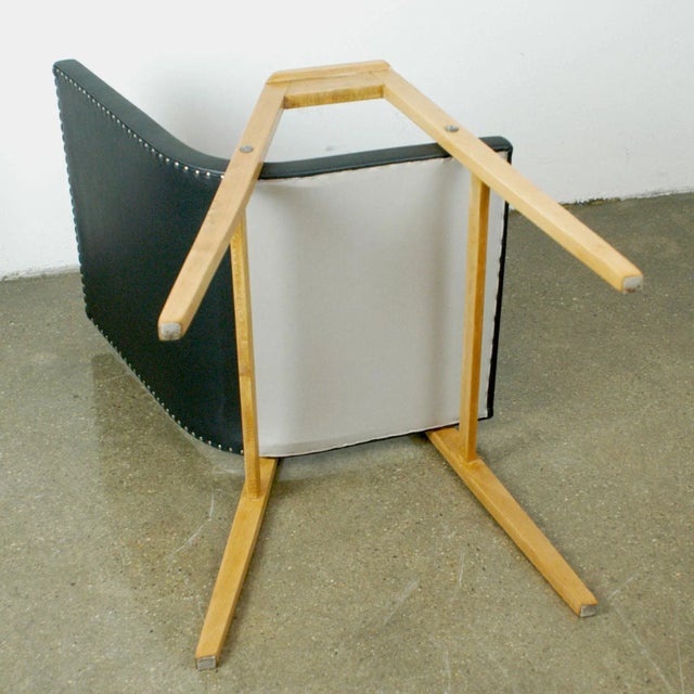 Black Austrian Stacking Armchair by Roland Rainer, 1950s For Sale - Image 8 of 9