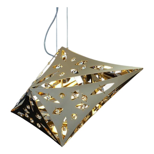 Quasar Gold Plated Horizontal Pendant Lamp by Aggiolight For Sale