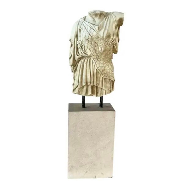 Stone Greek Roman Marble Torso Sculpture on Iron Stand, 20th Century, Italy For Sale - Image 7 of 18