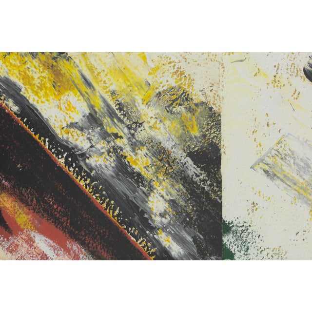 Yellow Perez Celis New York 1990 Signed Painting on Paper Abstract Expressionism Framed For Sale - Image 8 of 8