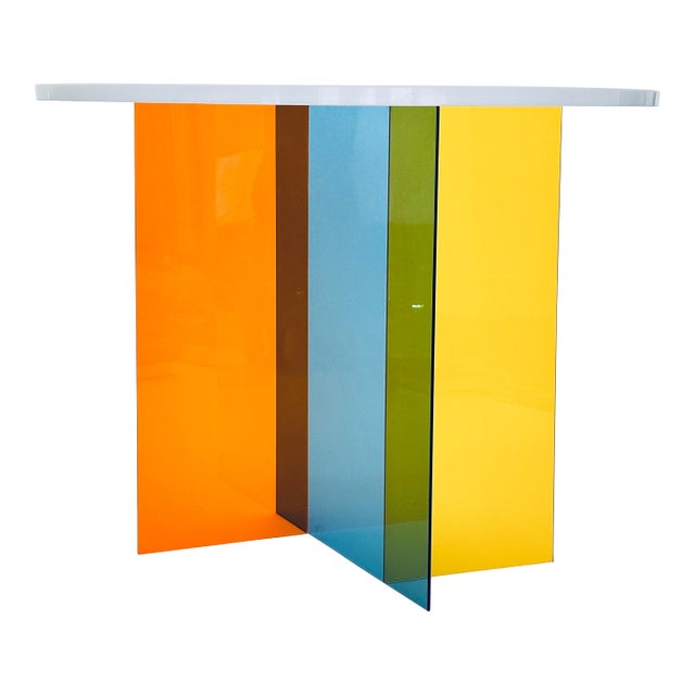 “Aurora Table” Sophisticated Resin and Acrylic Entry or Stairwell Table For Sale
