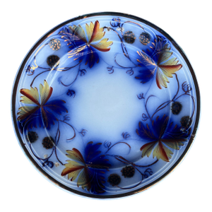 A Very Nice Antique Staffordshire Gaudy Ironstone Flow Blue Plate, Circa 1850's