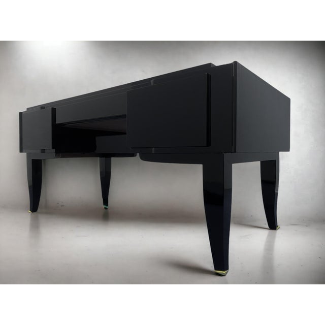 Wood French Art Deco Black Lacquered Executive Desk, 1930s For Sale - Image 7 of 18