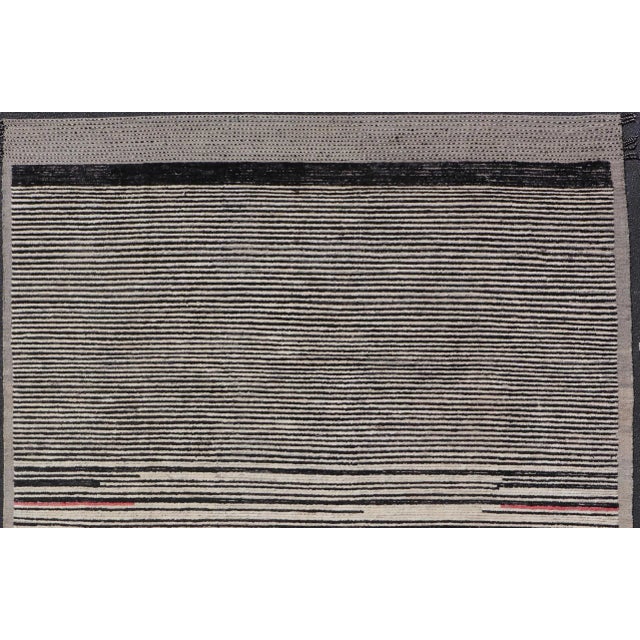 Modern Hand-Knotted Tribal Rug by Keivan Woven Arts 9'9 X 12'8 Black and Ivory For Sale In Atlanta - Image 6 of 12