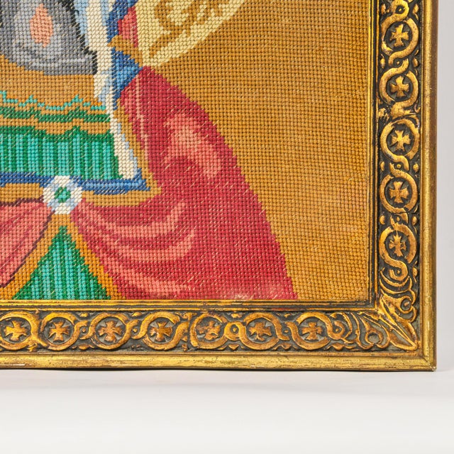 Vintage Framed Needlepoint Icon Virgin Mary Greece For Sale In Rochester - Image 6 of 13