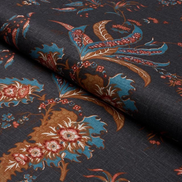 Schumacher Schumacher Apolline Botanical Fabric In Rouge & Noir For Sale - Image 4 of 4