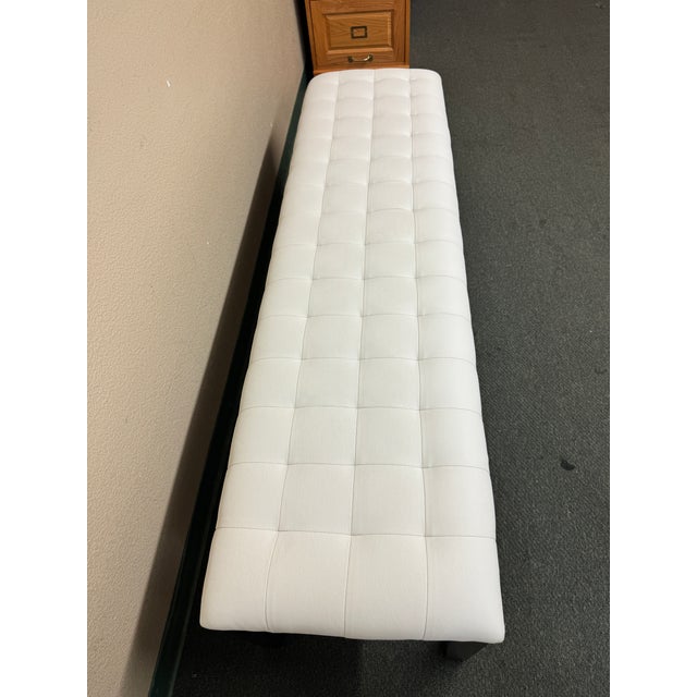 Contemporary White Leather Tufted Bench Chairish