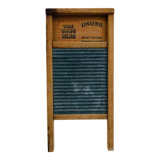 Vintage 1930s–40s Zinc King Lingerie Washboard No. 703 Wood & Zinc Americana For Sale