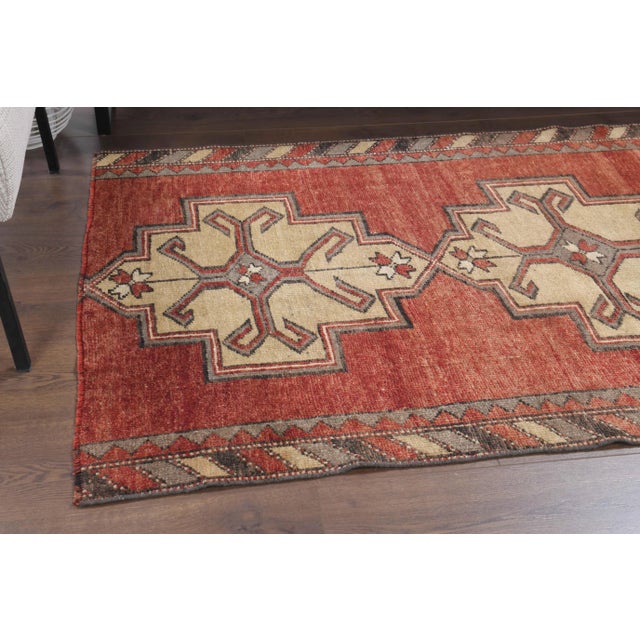 1970s Turkish Oushak Handmade Wool Cotton Red Area Rug For Sale - Image 4 of 11