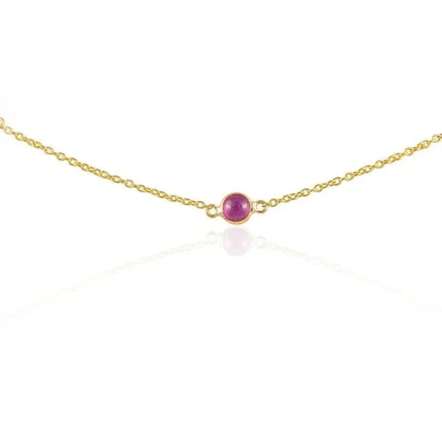 Modern Ruby Station Chain Necklace in 14k Solid Yellow Gold For Sale - Image 3 of 11