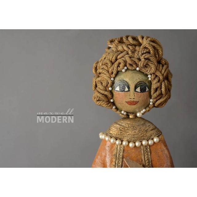 Large Vintage Paper Mache Lady Queen Sculpture For Sale - Image 4 of 13