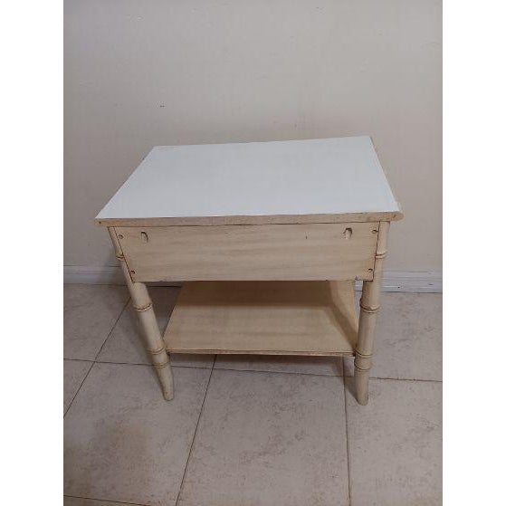 1970s Hollywood Regency Style Allegro One Drawer Cream Wood Nightstand Faux Bamboo For Sale In Naples, FL - Image 6 of 8