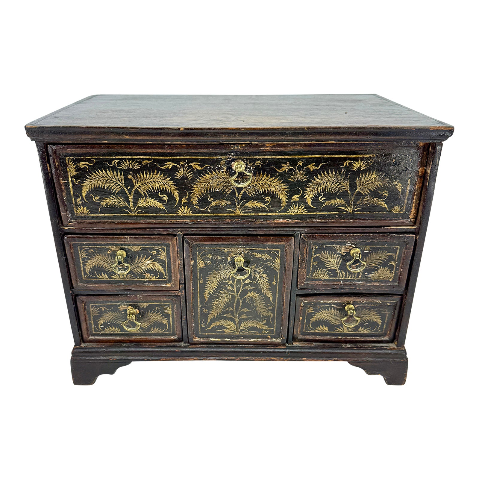 19th Century French European Jewelry Box With Secret Compartment Brass ...