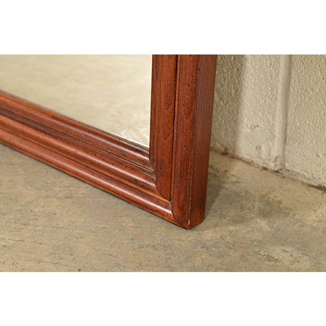 Thomasville Mid-Century Modern Hollywood Regency Campaign Carved Walnut Framed Wall Mirror, 1970s For Sale - Image 11 of 14