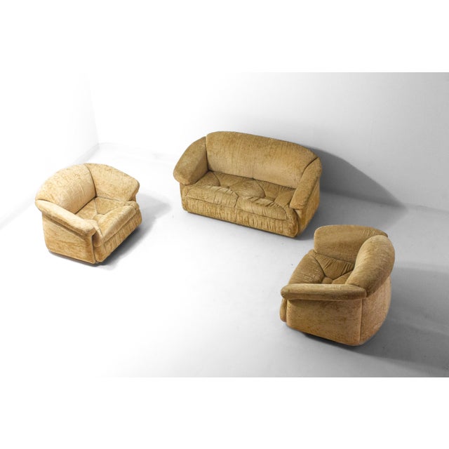 Italian 2-Seater Sofa in Beige Velvet, 1970s For Sale - Image 10 of 12