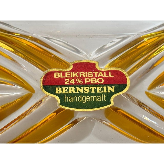 Amber Art Deco Bohemian Bleikristall Crystal Vanity Set, Amber Cut Glass, Circa 1930s For Sale - Image 8 of 11