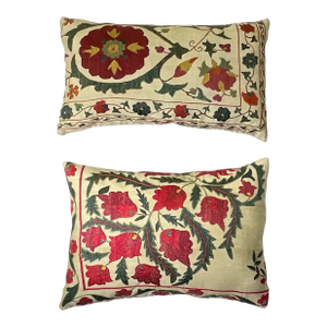 Pair of Hand Silk Embroidery Suzani Pillows