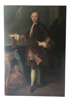 18th Century Life Sized Attributed Bonnie Prince Charlie Oil on Canvas Portrait