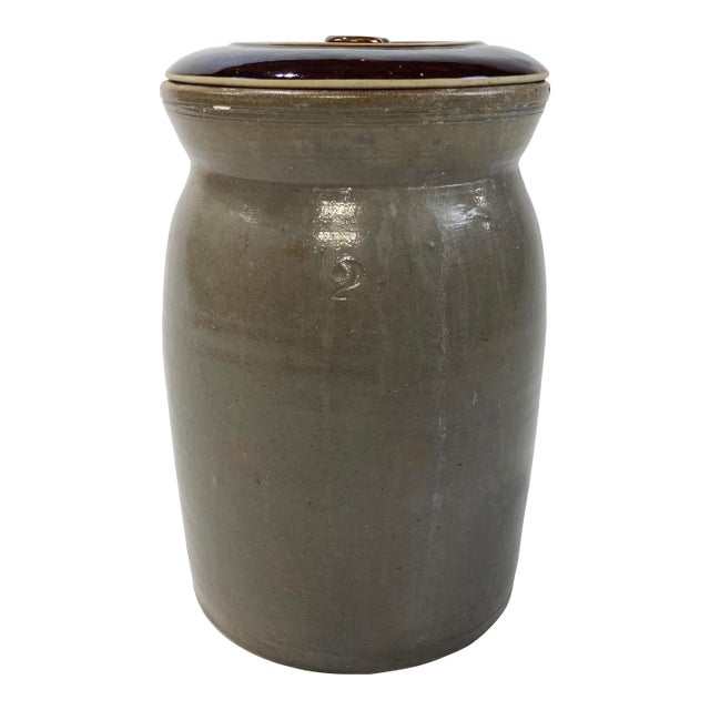 Antique Early American Oversized Stoneware Crock For Sale