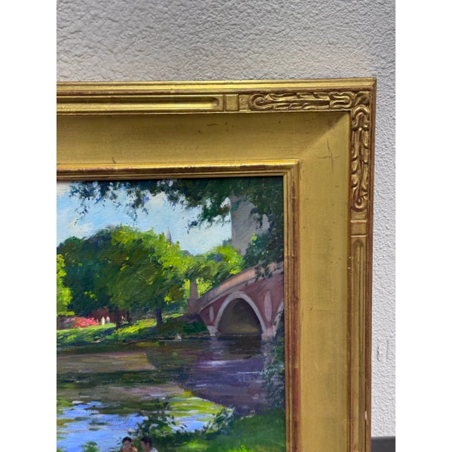 Circa 2002 Gary David Hoffmann "By the Charles River" Oil on Canvas, Framed For Sale - Image 10 of 12