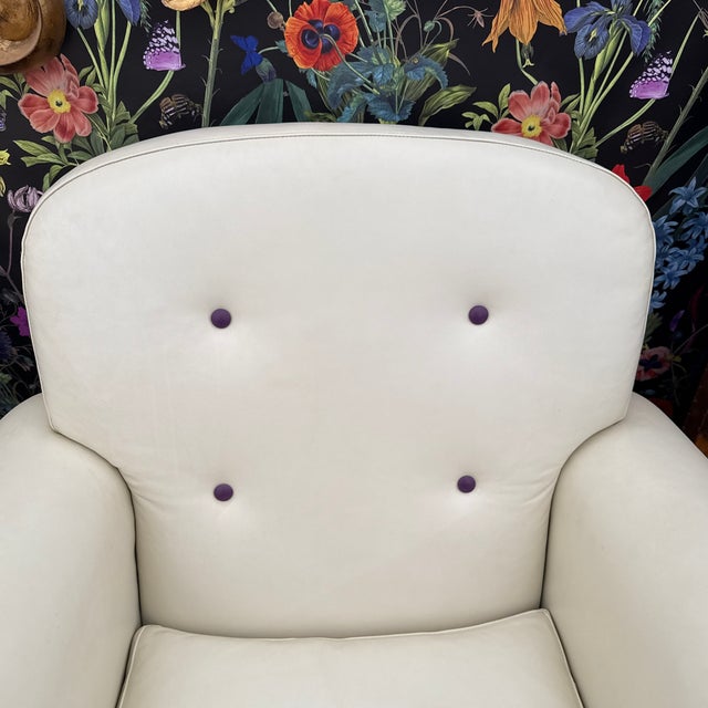 Ralph Lauren Pair of Vintage White Leather Ralph Lauren Club Chairs For Sale - Image 4 of 11