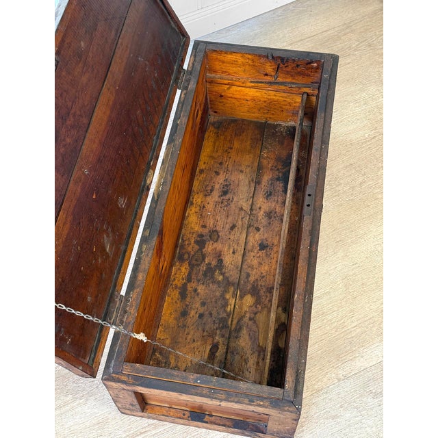 Antique Large Primitive Farmhouse Pine Storage Tool Chest For Sale - Image 11 of 14