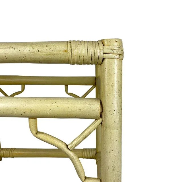 Chinoiserie Square Yellow Chippendale Bamboo and Rattan Side Table With Glass For Sale - Image 3 of 5