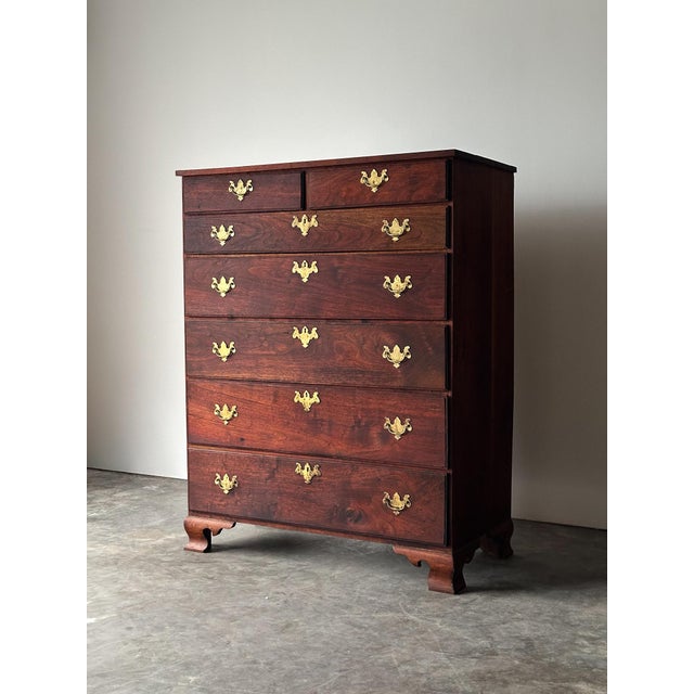 Chippendale-Style Black Walnut Tall Chest of Drawers, 1930s For Sale - Image 12 of 17
